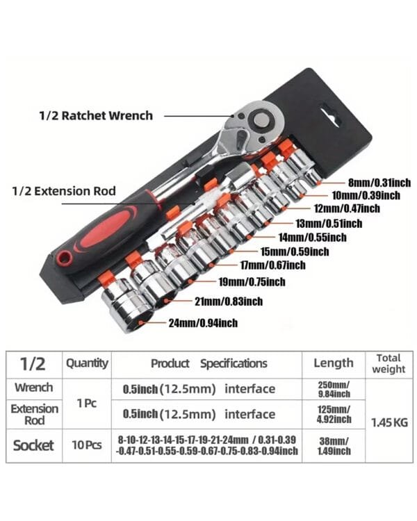 12-Piece Ratchet Wrench Set - Image 3