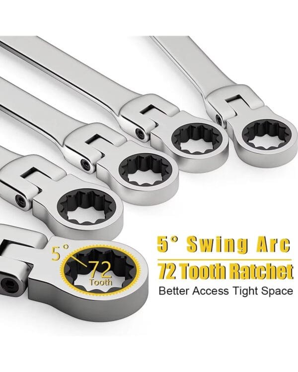 8pcs 8-22mm Flexible Ratchet Wrench - Image 4